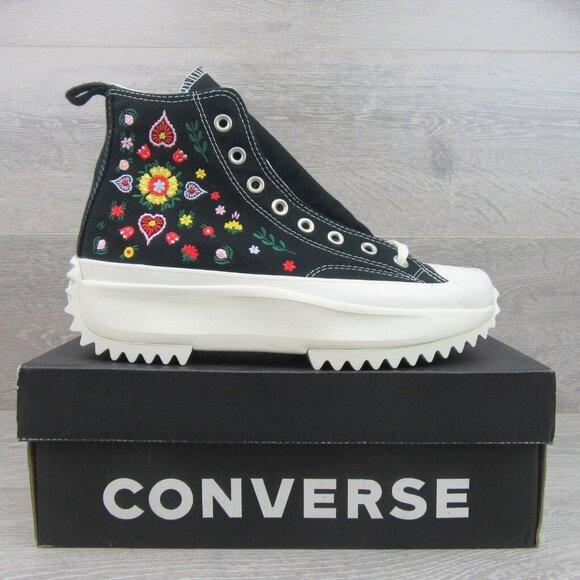 Converse Run Star Hike HI Embroidered Floral Womens Size 9.5 Sneaker NEW - Picture 2 of 16